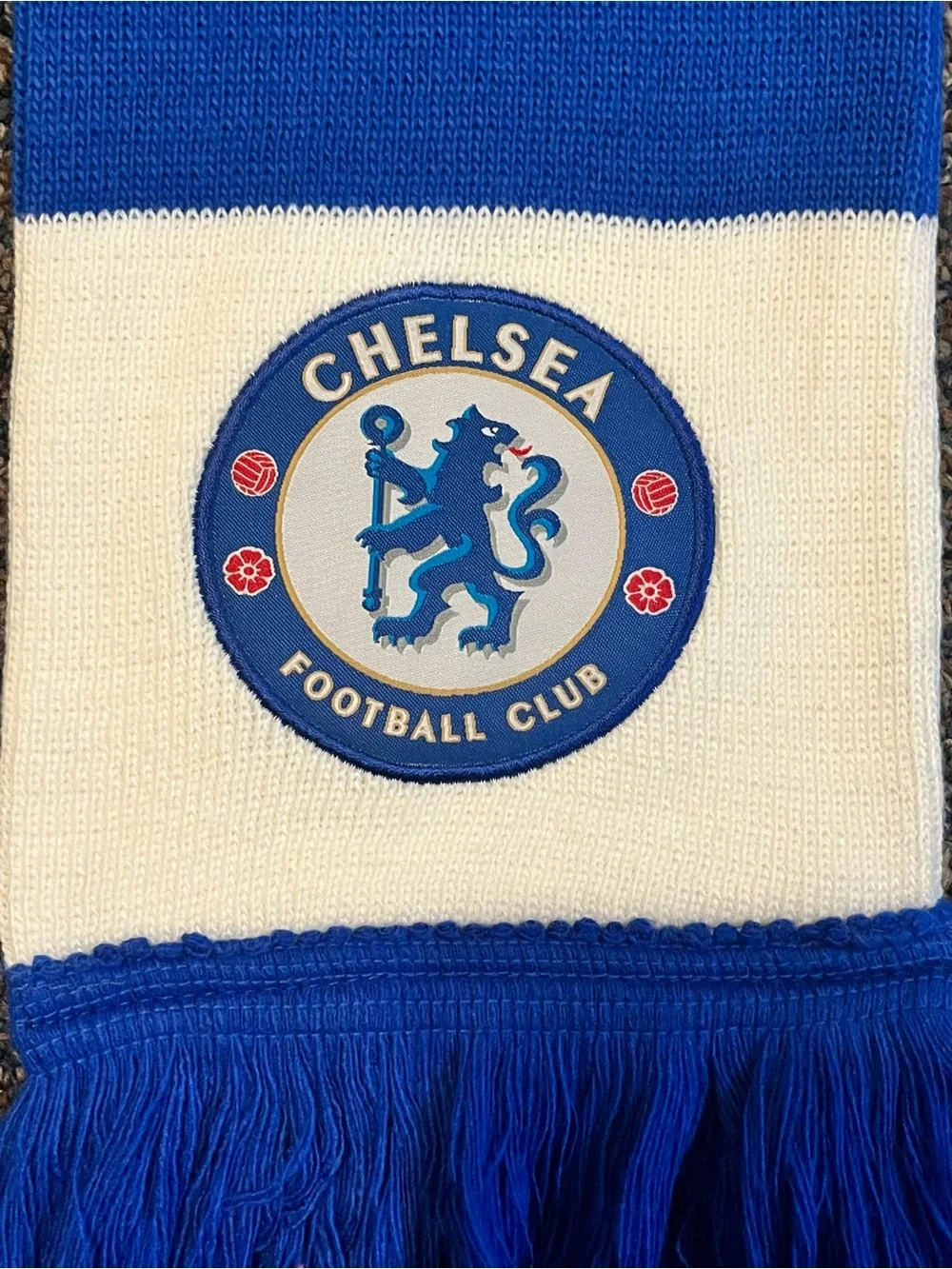 Chelsea Football Club Blue and White Striped Supporter Scarf